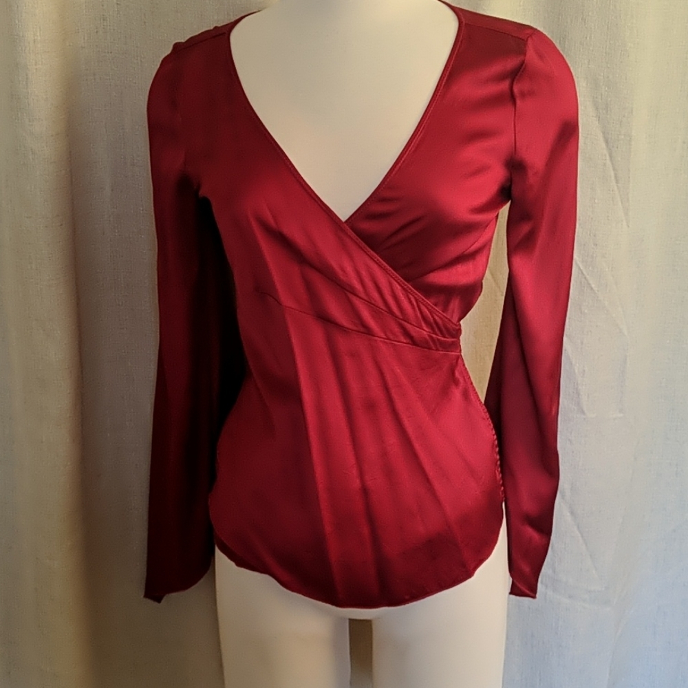 Red silk blouse